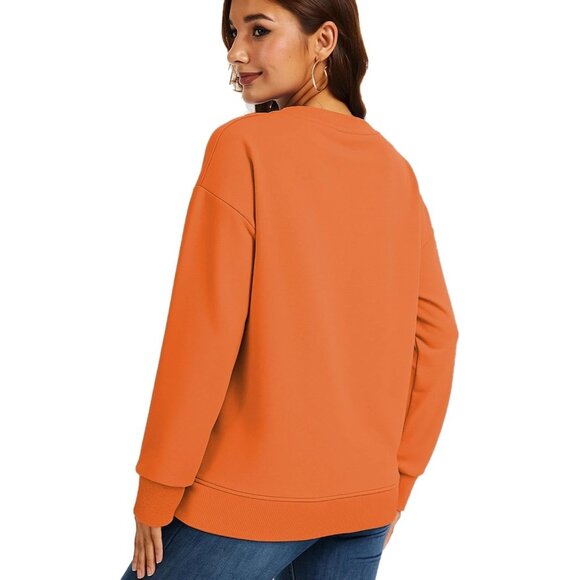 Women Crewneck Pullover Sweatshirt Casual Fall Fashion Color Block Loose Long Sl - Picture 3 of 3